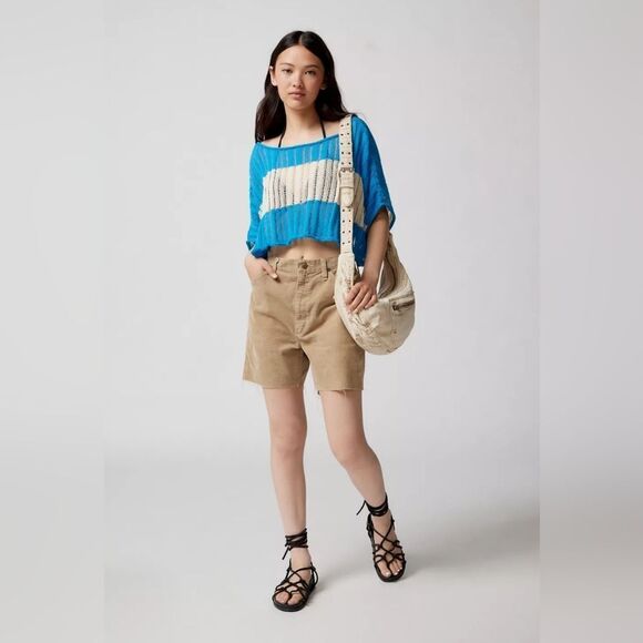 BDG NWT cotton blue and white Drapey Pullover Top size S - Picture 1 of 7